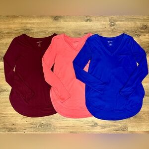 Arizona Jean Company Long Sleeve Tops - Burgundy, Coral, and Royal Blue - Size S